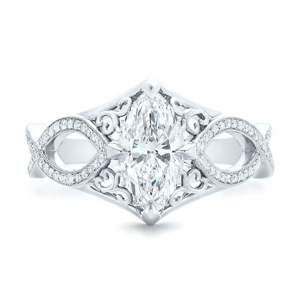  Platinum Custom Marquise Diamond Engagement Ring - Top View -  102731