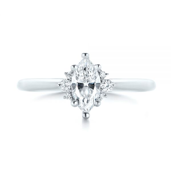 14k White Gold Custom Marquise Diamond Engagement Ring - Top View - 103477