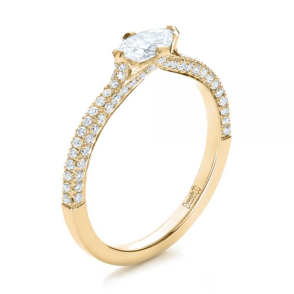 14k Yellow Gold 14k Yellow Gold Custom Marquise Diamond Engagement Ring - Three-Quarter View -  100573