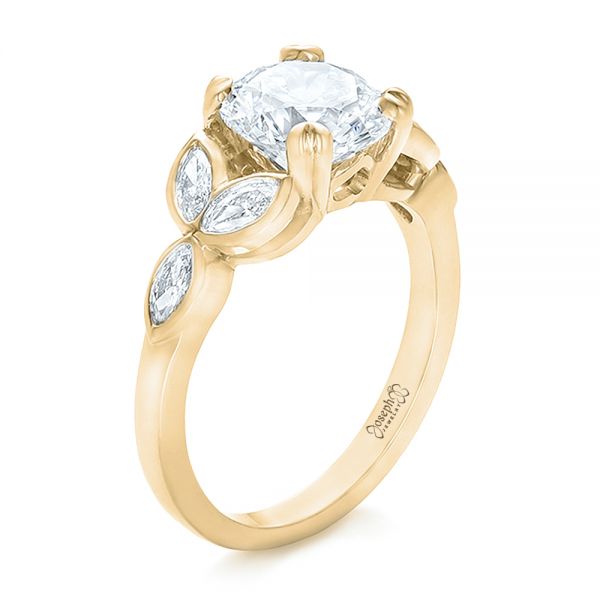 18k Yellow Gold 18k Yellow Gold Custom Marquise Diamond Engagement Ring - Three-Quarter View -  100647