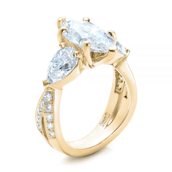 18k Yellow Gold 18k Yellow Gold Custom Marquise Diamond Engagement Ring - Three-Quarter View -  101227