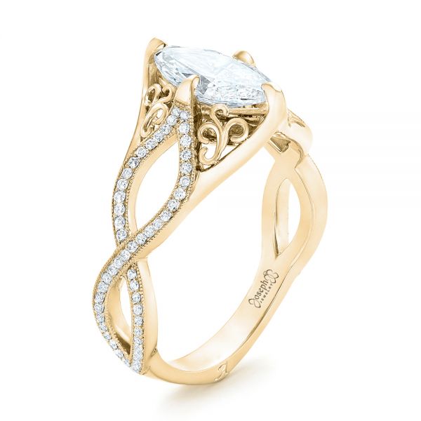 14k Yellow Gold 14k Yellow Gold Custom Marquise Diamond Engagement Ring - Three-Quarter View -  102731