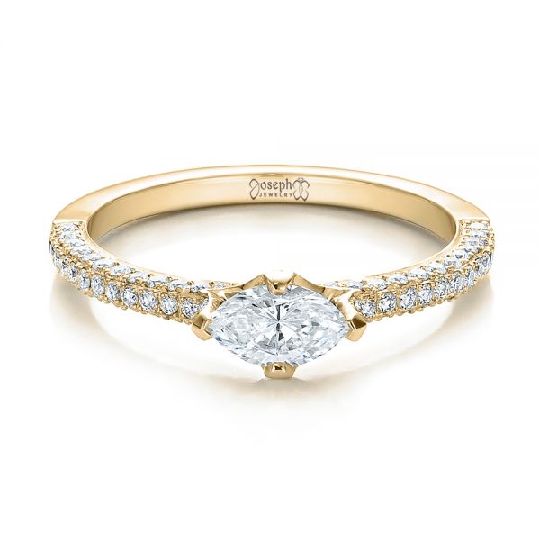 14k Yellow Gold 14k Yellow Gold Custom Marquise Diamond Engagement Ring - Flat View -  100573