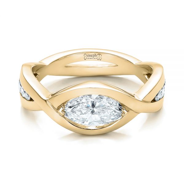 14k Yellow Gold 14k Yellow Gold Custom Marquise Diamond Engagement Ring - Flat View - 100824