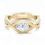 18k Yellow Gold 18k Yellow Gold Custom Marquise Diamond Engagement Ring - Flat View -  100824 - Thumbnail