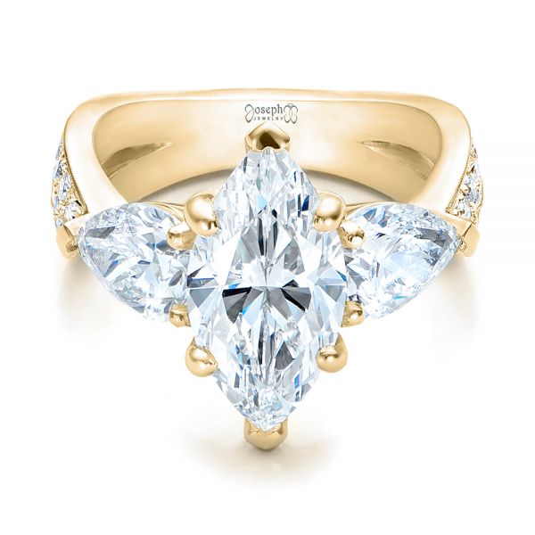 18k Yellow Gold 18k Yellow Gold Custom Marquise Diamond Engagement Ring - Flat View -  101227