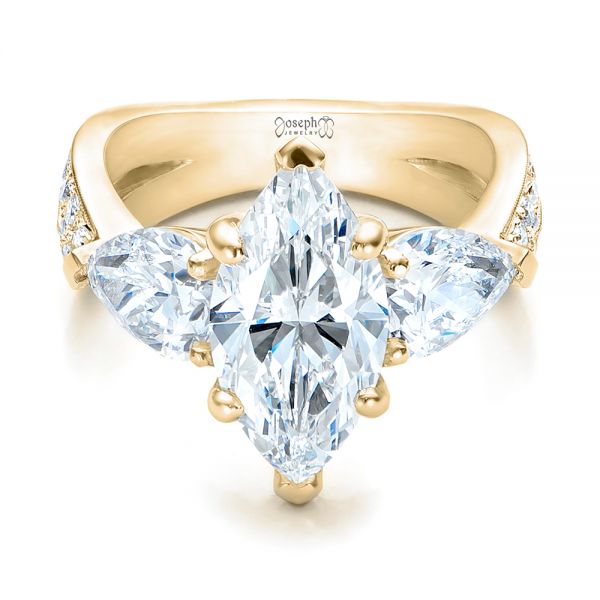 18k Yellow Gold 18k Yellow Gold Custom Marquise Diamond Engagement Ring - Flat View -  101227
