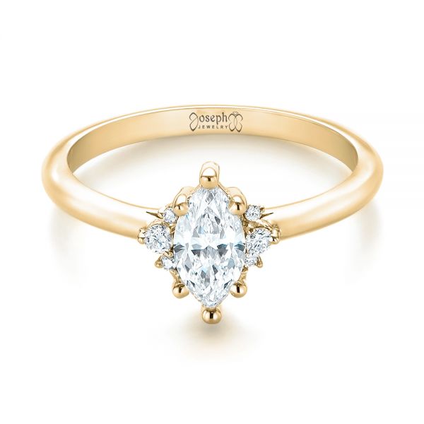 18k Yellow Gold 18k Yellow Gold Custom Marquise Diamond Engagement Ring - Flat View -  103477