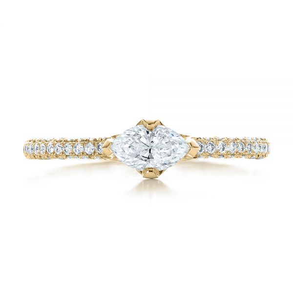 18k Yellow Gold 18k Yellow Gold Custom Marquise Diamond Engagement Ring - Top View -  100573