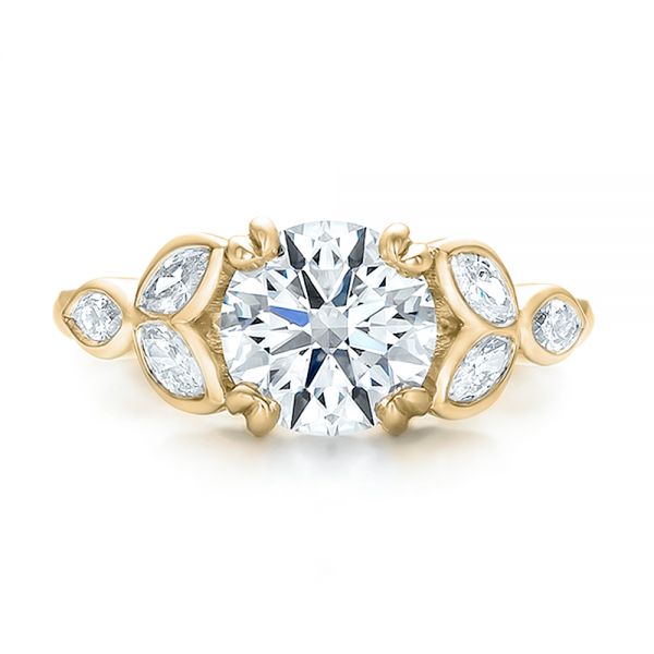 18k Yellow Gold 18k Yellow Gold Custom Marquise Diamond Engagement Ring - Top View -  100647
