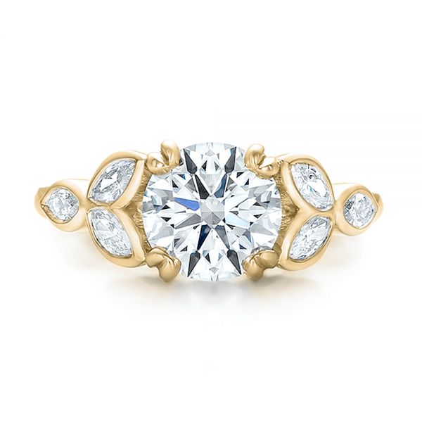 14k Yellow Gold 14k Yellow Gold Custom Marquise Diamond Engagement Ring - Top View -  100647