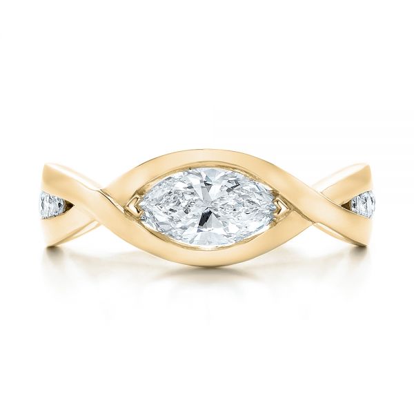 14k Yellow Gold 14k Yellow Gold Custom Marquise Diamond Engagement Ring - Top View -  100824