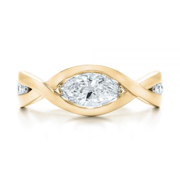 14k Yellow Gold 14k Yellow Gold Custom Marquise Diamond Engagement Ring - Top View - 100824