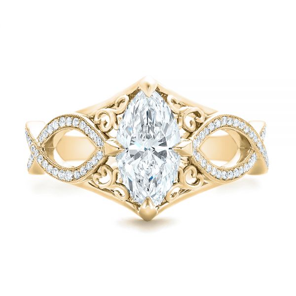 14k Yellow Gold 14k Yellow Gold Custom Marquise Diamond Engagement Ring - Top View -  102731