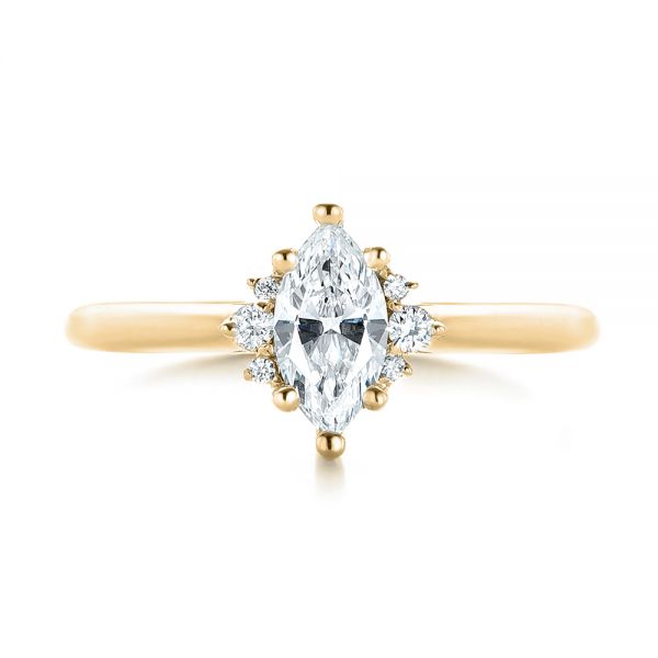 18k Yellow Gold 18k Yellow Gold Custom Marquise Diamond Engagement Ring - Top View - 103477