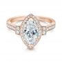 14k Rose Gold 14k Rose Gold Custom Marquise Diamond Halo Engagement Ring - Flat View -  101998 - Thumbnail