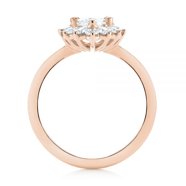 18k Rose Gold 18k Rose Gold Custom Marquise Diamond Halo Engagement Ring - Front View -  104783