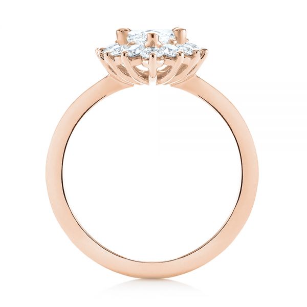 14k Rose Gold 14k Rose Gold Custom Marquise Diamond Halo Engagement Ring - Front View - 104783