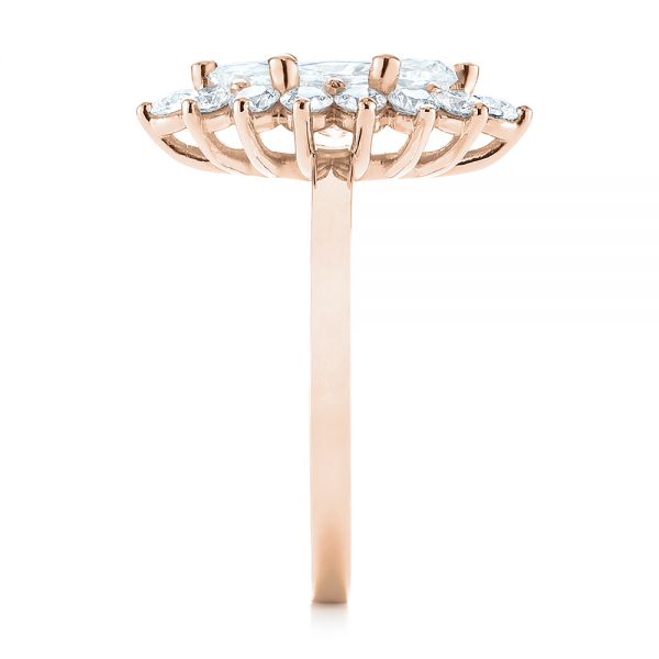 14k Rose Gold 14k Rose Gold Custom Marquise Diamond Halo Engagement Ring - Side View -  104783