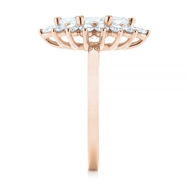 14k Rose Gold 14k Rose Gold Custom Marquise Diamond Halo Engagement Ring - Side View - 104783