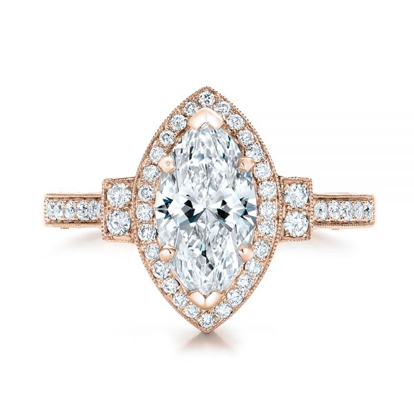 14k Rose Gold Custom Marquise Diamond Halo Engagement Ring #101998 ...