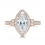 14k Rose Gold 14k Rose Gold Custom Marquise Diamond Halo Engagement Ring - Top View -  101998 - Thumbnail