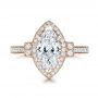 14k Rose Gold 14k Rose Gold Custom Marquise Diamond Halo Engagement Ring - Top View -  101998 - Thumbnail