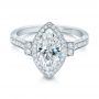 14k White Gold Custom Marquise Diamond Halo Engagement Ring - Flat View -  101998 - Thumbnail