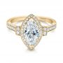 18k Yellow Gold 18k Yellow Gold Custom Marquise Diamond Halo Engagement Ring - Flat View -  101998 - Thumbnail