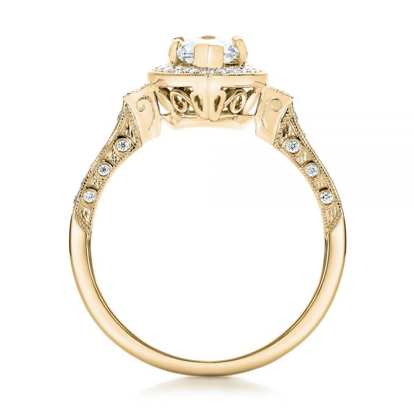 18k Yellow Gold 18k Yellow Gold Custom Marquise Diamond Halo Engagement Ring - Front View - 101998