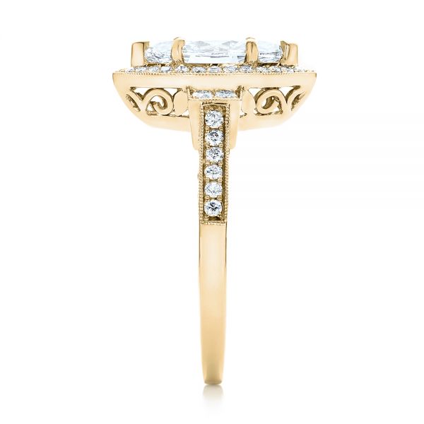 18k Yellow Gold 18k Yellow Gold Custom Marquise Diamond Halo Engagement Ring - Side View - 101998