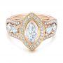 18k Rose Gold And 18K Gold 18k Rose Gold And 18K Gold Custom Marquise Diamond Two-tone Engagement Ring - Flat View -  101258 - Thumbnail