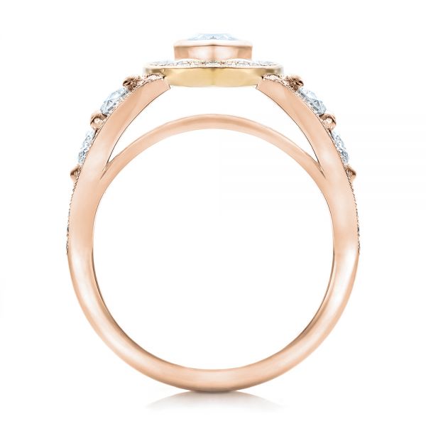 14k Rose Gold And 14K Gold 14k Rose Gold And 14K Gold Custom Marquise Diamond Two-tone Engagement Ring - Front View -  101258