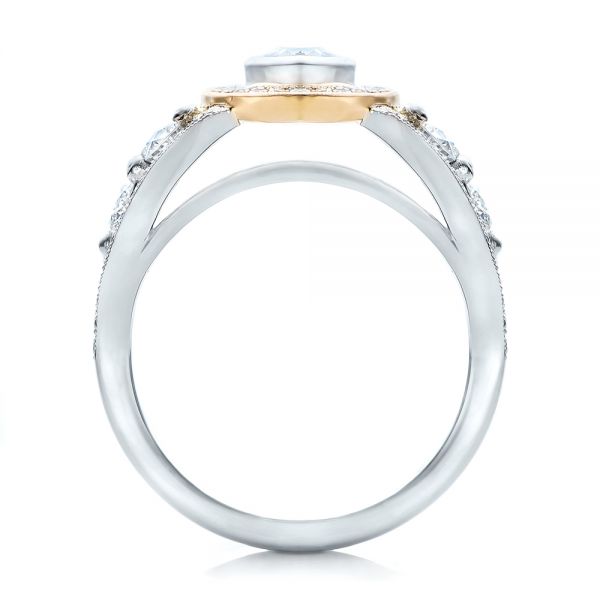  Platinum And 18K Gold Custom Marquise Diamond Two-tone Engagement Ring - Front View -  101258
