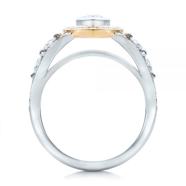 14k White Gold And 18K Gold 14k White Gold And 18K Gold Custom Marquise Diamond Two-tone Engagement Ring - Front View -  101258