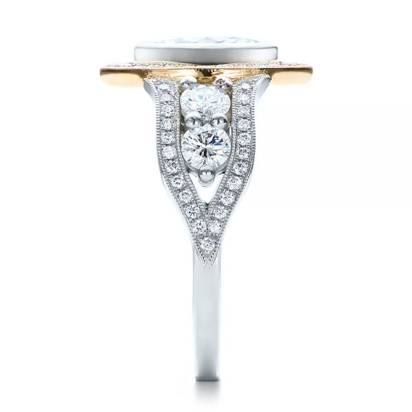  Platinum And Platinum Platinum And Platinum Custom Marquise Diamond Two-tone Engagement Ring - Side View -  101258