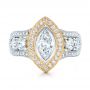  Platinum And 18K Gold Custom Marquise Diamond Two-tone Engagement Ring - Top View -  101258 - Thumbnail