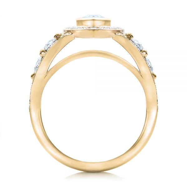 14k Yellow Gold And 18K Gold 14k Yellow Gold And 18K Gold Custom Marquise Diamond Two-tone Engagement Ring - Front View - 101258