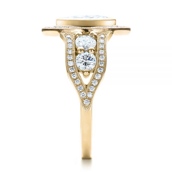 14k Yellow Gold And 18K Gold 14k Yellow Gold And 18K Gold Custom Marquise Diamond Two-tone Engagement Ring - Side View -  101258