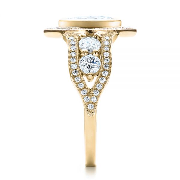 14k Yellow Gold And 18K Gold 14k Yellow Gold And 18K Gold Custom Marquise Diamond Two-tone Engagement Ring - Side View - 101258