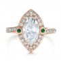 14k Rose Gold 14k Rose Gold Custom Marquise Diamond With Halo And Emerald Engagement Ring - Top View -  100636 - Thumbnail