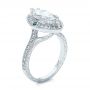 14k White Gold 14k White Gold Custom Marquise Diamond With Halo And Emerald Engagement Ring - Three-Quarter View -  100636 - Thumbnail