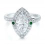 18k White Gold 18k White Gold Custom Marquise Diamond With Halo And Emerald Engagement Ring - Flat View -  100636 - Thumbnail
