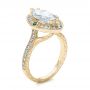 14k Yellow Gold 14k Yellow Gold Custom Marquise Diamond With Halo And Emerald Engagement Ring - Three-Quarter View -  100636 - Thumbnail