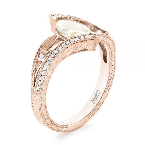 14k Rose Gold 14k Rose Gold Custom Marquise Yellow And White Diamond Engagement Ring - Three-Quarter View -  103391