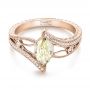 18k Rose Gold 18k Rose Gold Custom Marquise Yellow And White Diamond Engagement Ring - Flat View -  103391 - Thumbnail