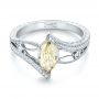  Platinum Platinum Custom Marquise Yellow And White Diamond Engagement Ring - Flat View -  103391 - Thumbnail