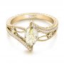 14k Yellow Gold 14k Yellow Gold Custom Marquise Yellow And White Diamond Engagement Ring - Flat View -  103391 - Thumbnail