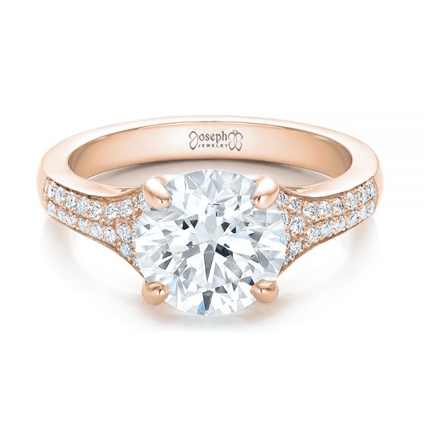 18k Rose Gold 18k Rose Gold Custom Micro-pave Diamond Engagement Ring - Flat View - 100571