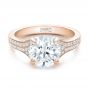 18k Rose Gold 18k Rose Gold Custom Micro-pave Diamond Engagement Ring - Flat View -  100571 - Thumbnail